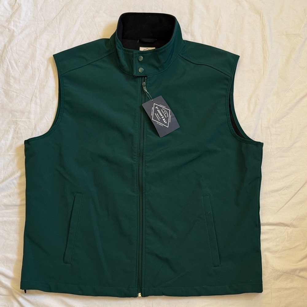 St. John's Bay Green Sleeveless Jacket zip up vest